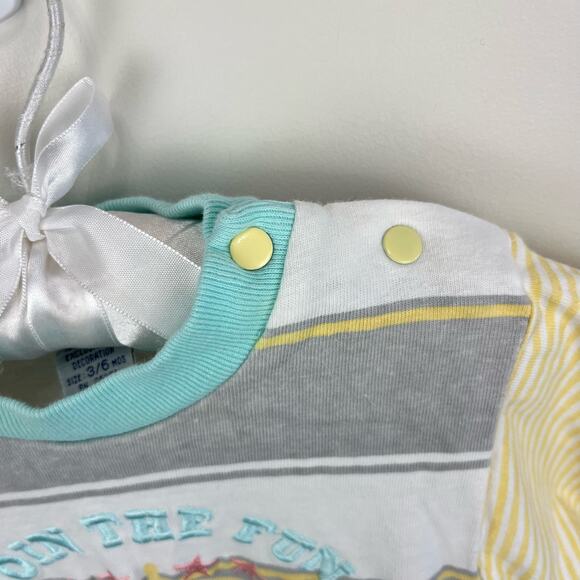 Vintage Doe Spun Striped Sailing Shortall Romper 3-6 Months - Picture 4 of 8